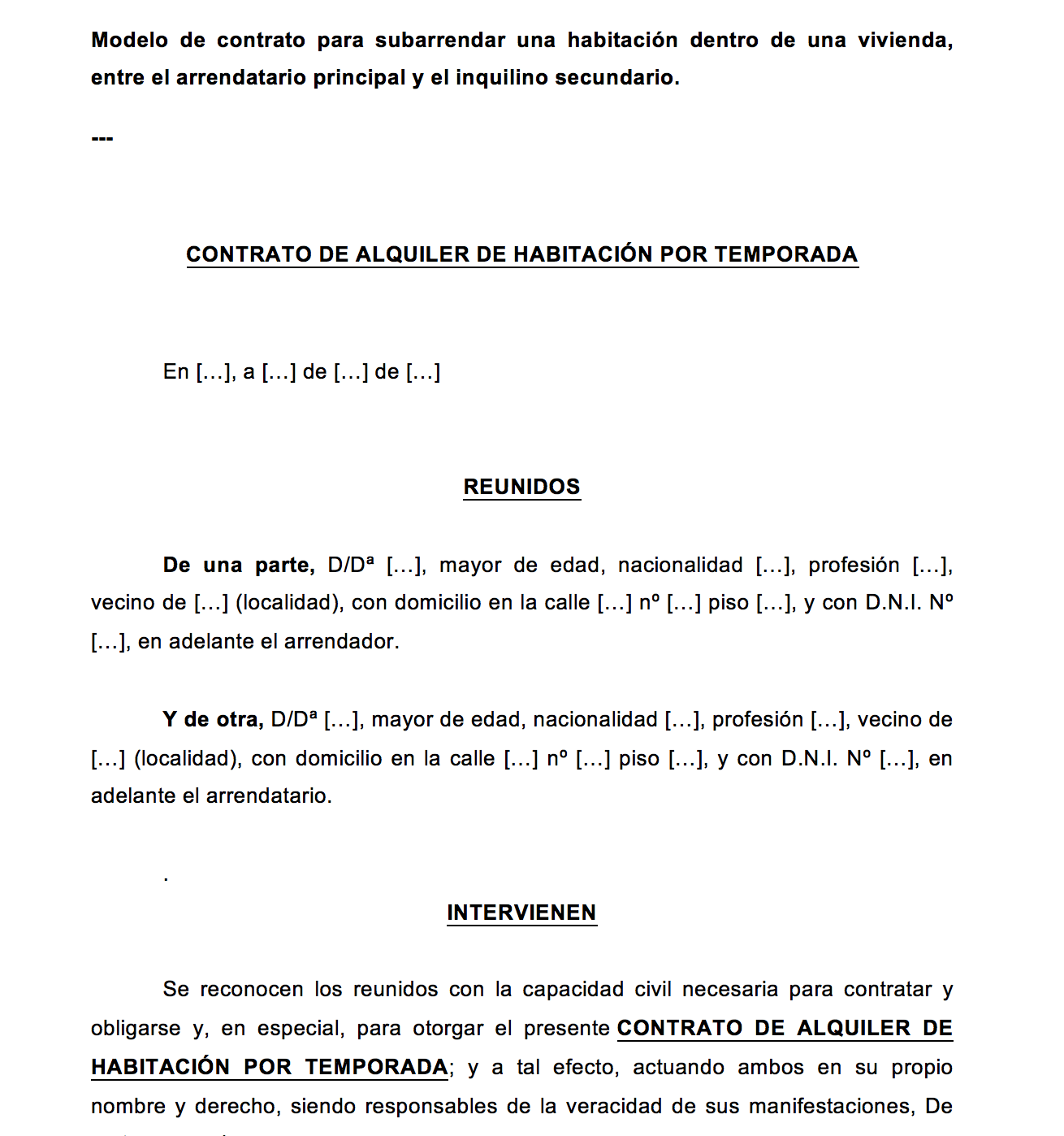 Contrato para Subarriendo de Habitación 'RENT TO RENT' (con inquilino) - Imagen 2