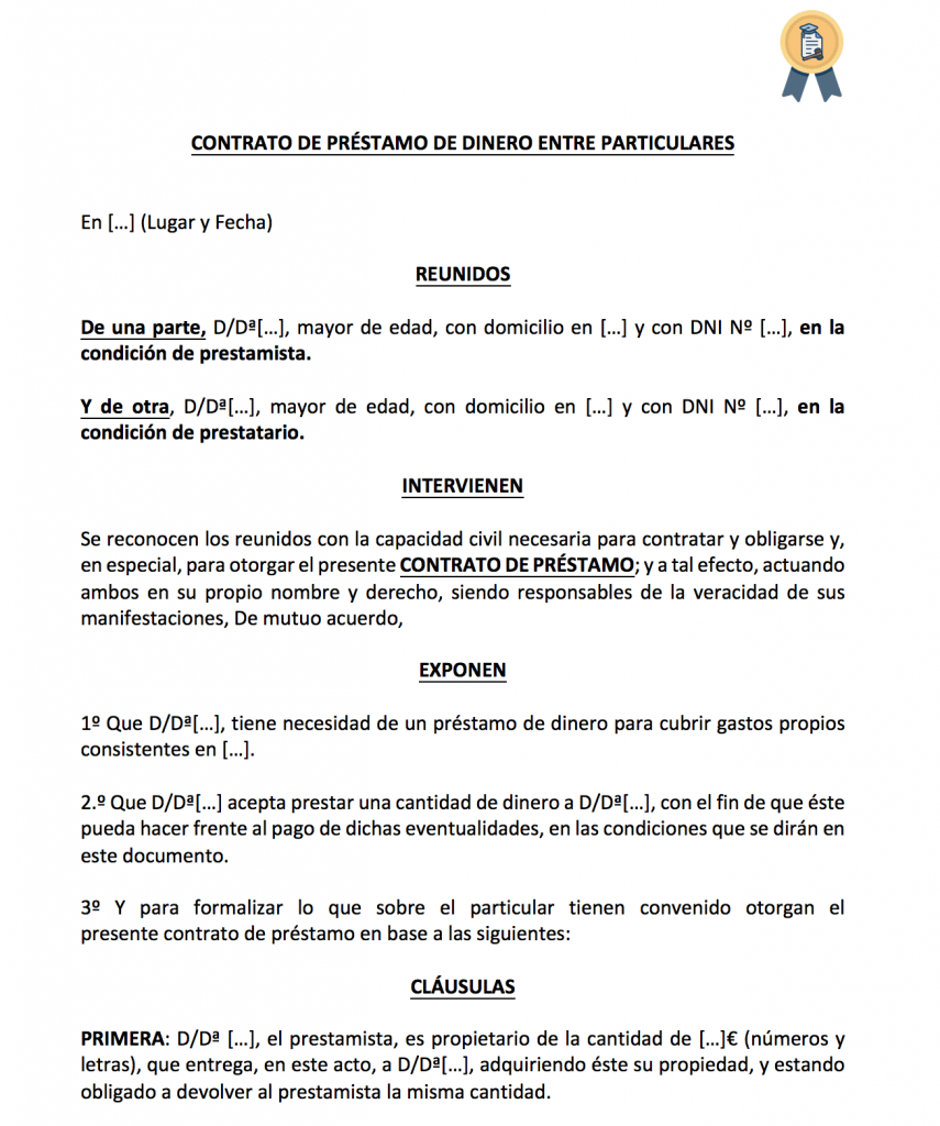 ¿Cómo se hace un contrato de préstamo entre familiares y amigos? Modelo de contrato de prestamo entre familiares, amigos, particulares.