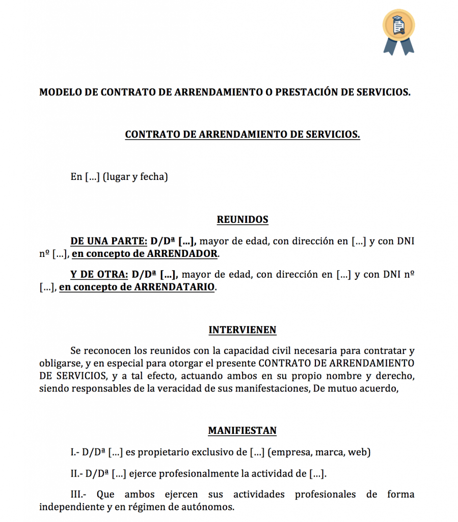 Modelo para contratar a un autónomo o profesional (freelance).