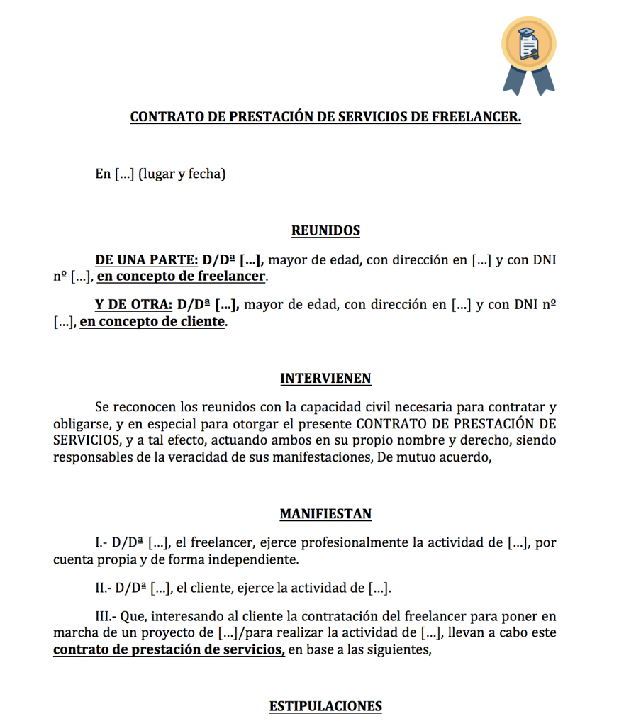 Descargar modelo de contrato trabajo freelance.