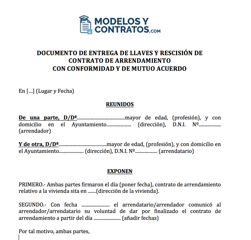Modelo de fin de contrato de arrendamiento de vivienda. fin-contrato-mutuo-acuerdo