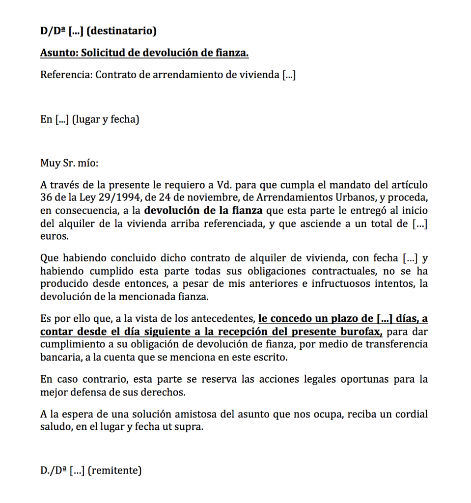 modelo de burofax para reclamaciones y comunicaciones