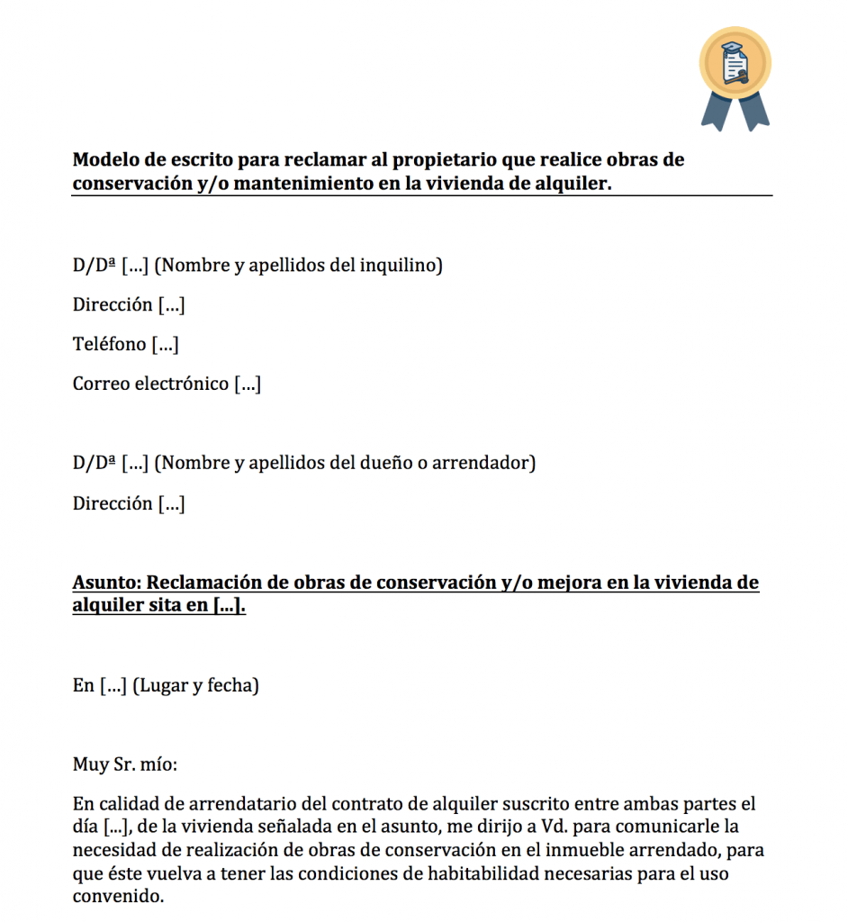 Reclamar daños en pintura al casero. Modelo de escrito para reclamar daños a propietario.