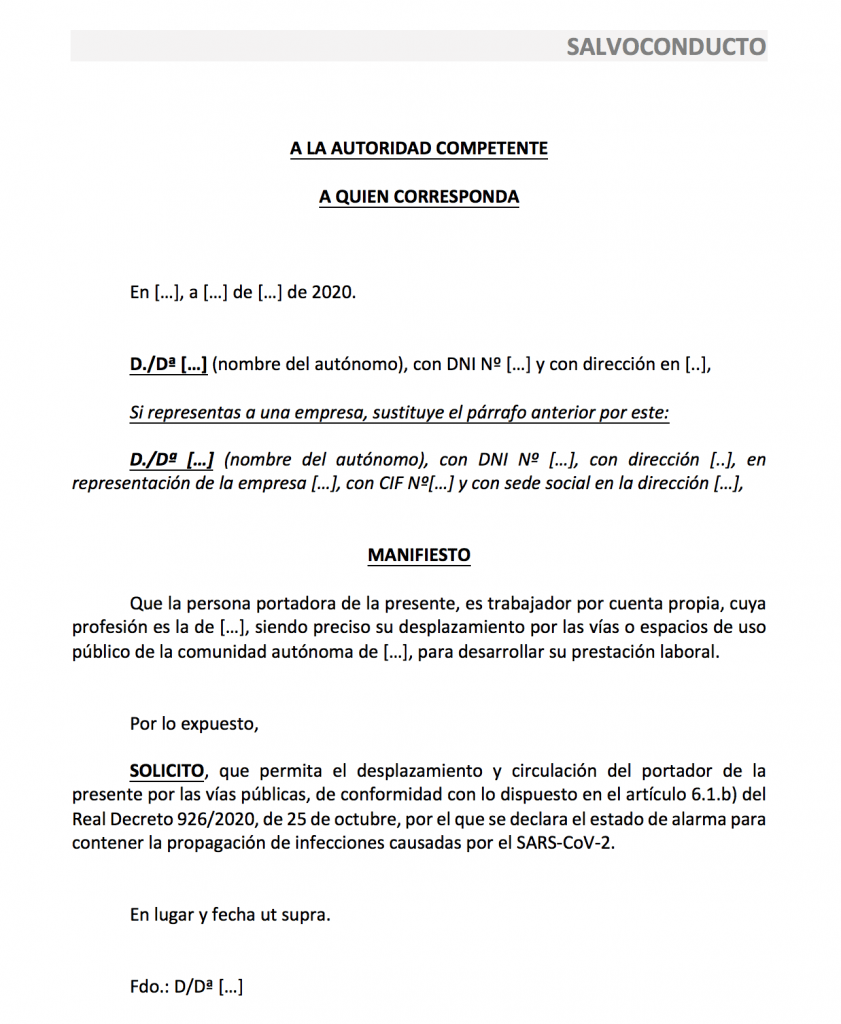 modelo salvoconducto autónomos (COVID-19).