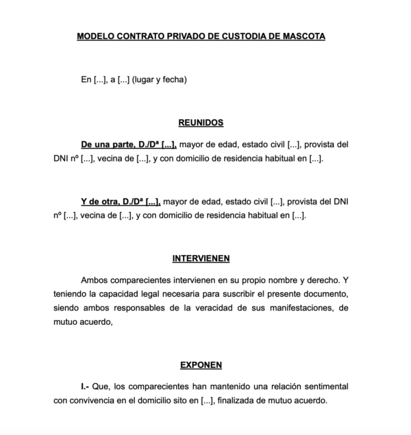 Contrato de custodia compartida de mascota por separación - Imagen 2