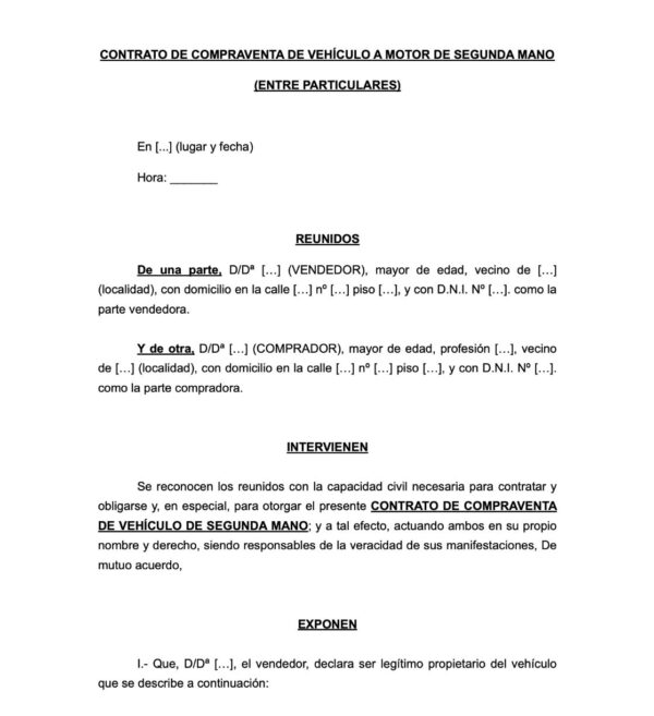 Contrato para comprar un vehículo con garantía 6 meses (particulares) - Imagen 2
